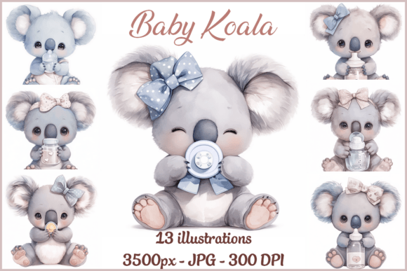 Adorable Baby Koala Watercolor Illustrations for Your Projects
