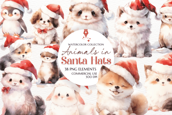 Animals in Santa Hats Clipart: A Designer's Holiday Secret Weapon