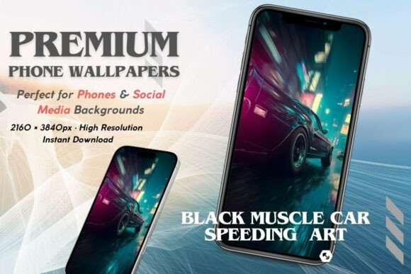 Black Muscle Car Speeding Art: Capturing Raw Power on Your Screen