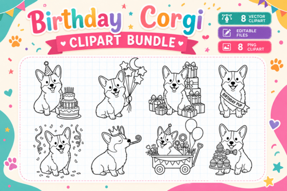 Celebrate Every Birthday with This Adorable Corgi Clipart Bundle