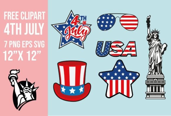 Celebrate with Style: 4th of July Clipart, Independence Day.