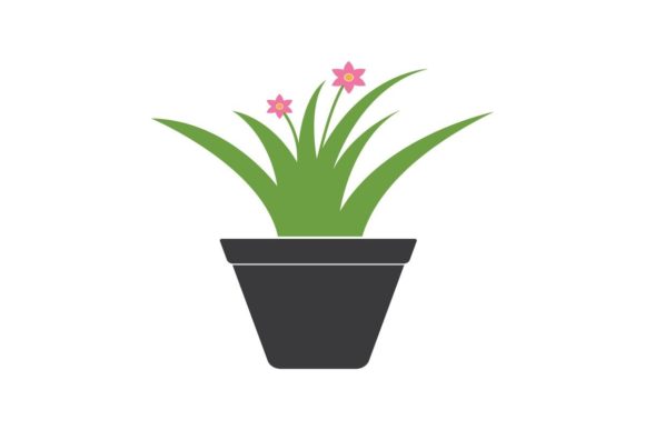 Charming Plant with Flowers in Pot Illustration Vector Template