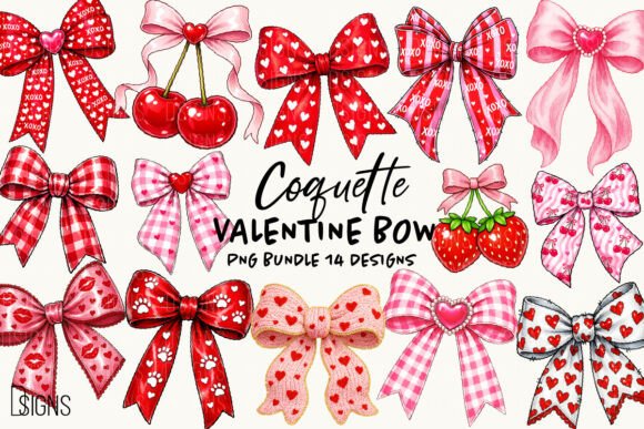 Coquette Valentine Bow Bundle Png: Sweet Design Elements