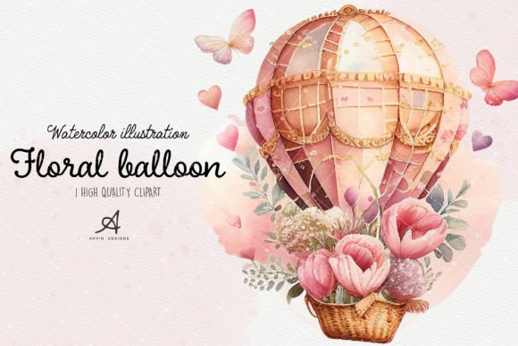 Elevate Your Brand with Watercolor Floral Hot Air Balloon
