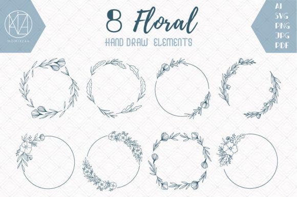 Elevate Your Projects with Hand-Drawn Leaf Flower Wreath SVGs
