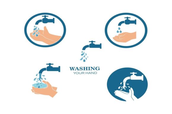Essential Hygiene Icons: The Washing Hands Vector Set
