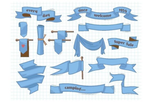 Hand Drawn Ribbons: Vintage Banner for Authentic Design