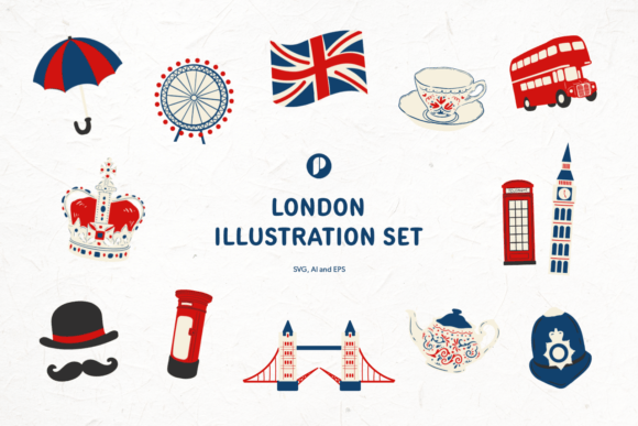 Red Iconic London Illustration Set: A Designer's Toolkit