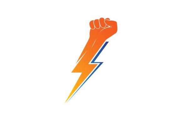 Strong Hand with Lightning: A Symbol of Power in Vector Form