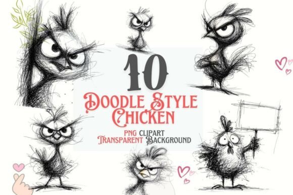 Unleash Personality with a Doodle Chicken PNG Clipart Bundle