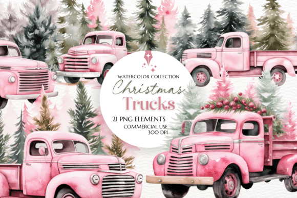 Unwrapping the Charm of Pink Christmas Trucks Clipart