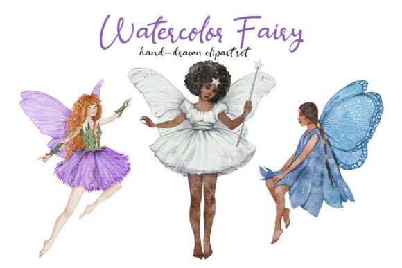 Whimsical Watercolor Fairy Clipart for Enchanting Designs