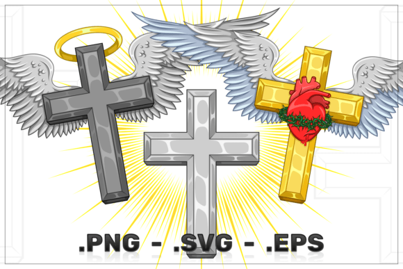 Winged Cross with Sacred Heart of Jesus: A Divine Symbol for Modern Design